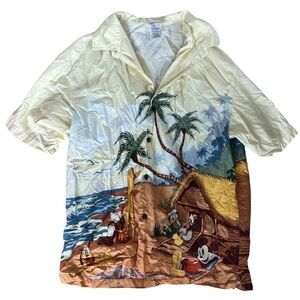 Vintage Disney Mickey Mouse Hawaiian Button Down Shirt